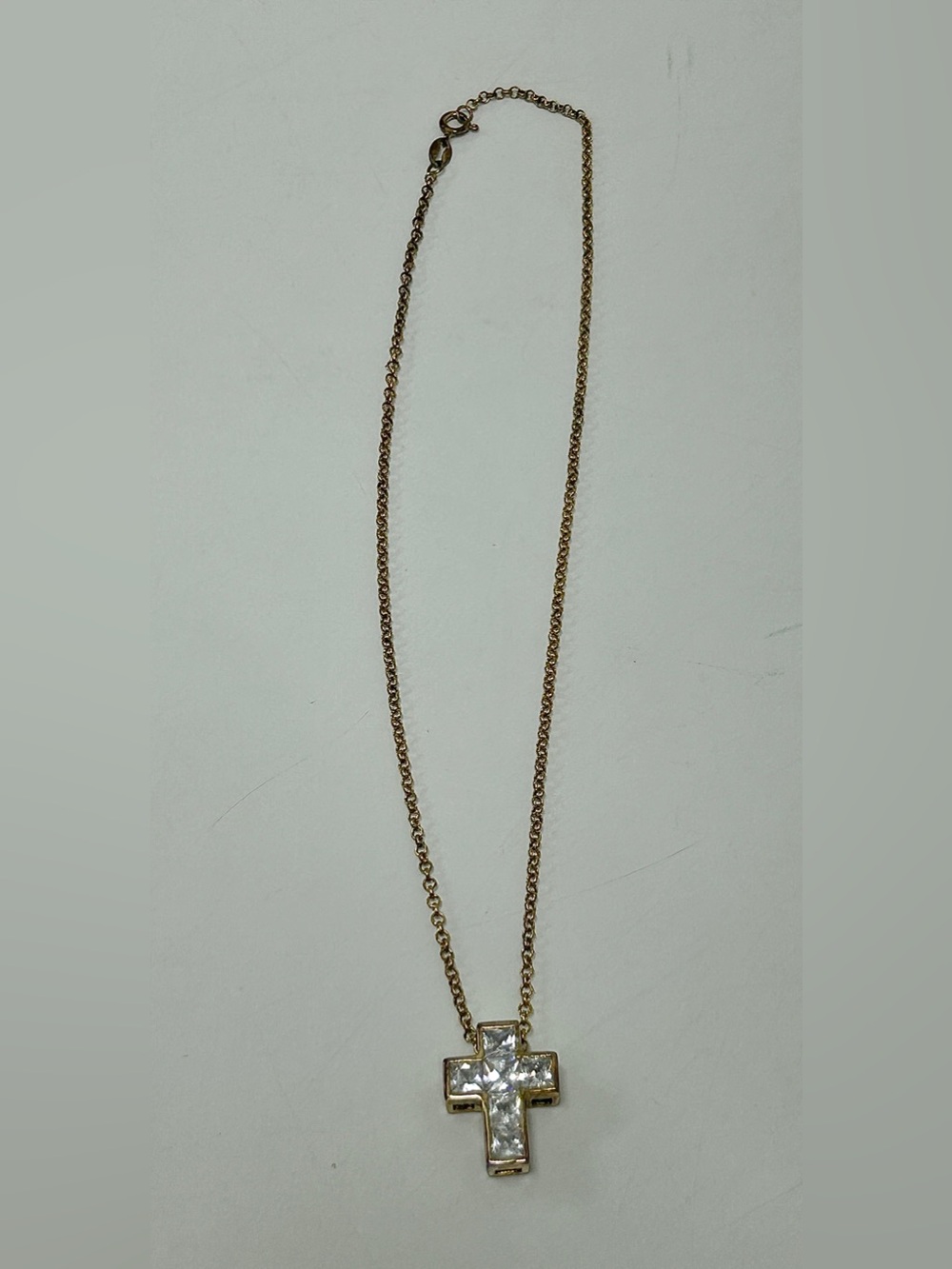 Vintage 22 Karat Yellow Gold Diamond Cross Necklace